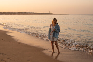 woman walking on the beach