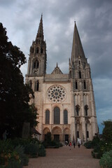 Fototapeta na wymiar Cathedral Notre-Dame de Chartres at dusk in Chartres, France