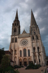 Fototapeta na wymiar Dusk at Cathedral Notre-Dame de Chartres in Chartres, France