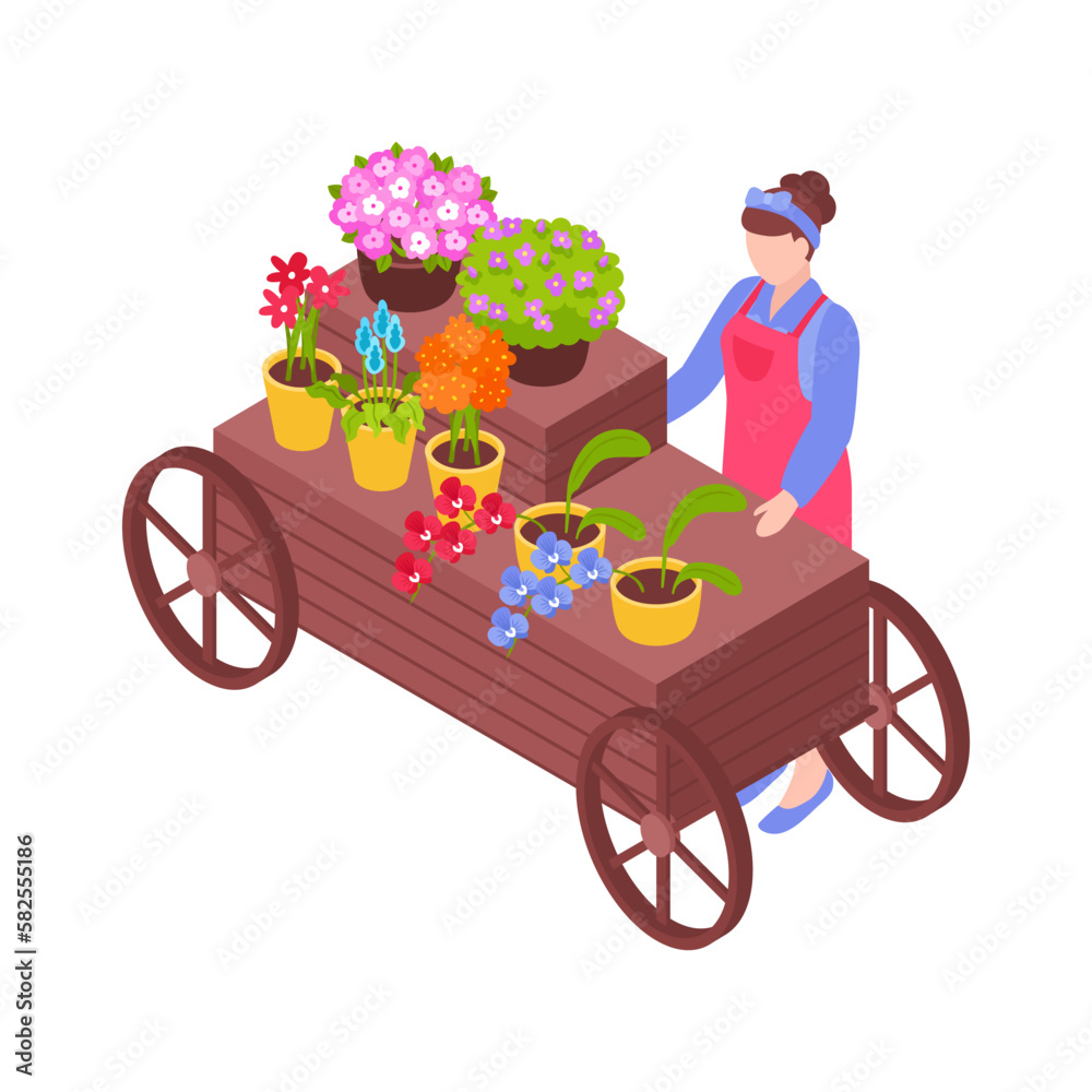 Wall mural Isometric Florist Stall