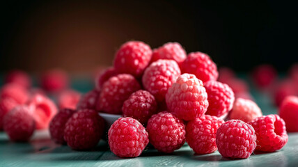 Perfect Raspberries: These raspberries are plump, ripe, and ready to eat. They're the epitome of perfection in every bite.