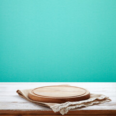 Impress your guests with this elegant wooden pizza board and napkin, mock up in perspective.