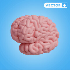 brain 3D vector icon set, on a blue background