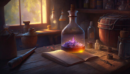 illustrations about potions bottle.