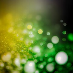 Fototapeta premium Green yellow white glitter in abstract defocused background. Generative AI.