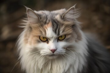 grey cat kitty white eyes pink nose. Generative AI