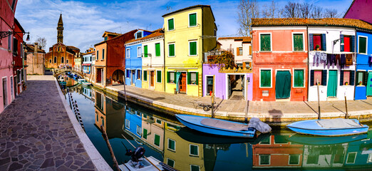 famous colorful facades in Burano - Italy