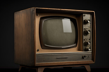  one Vintage tv antique wooden box television ,generative artificial intelligence