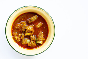 Spicy stir fried pork sparerib with Thai Southern chili paste on white