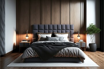 Achieve a Sophisticated and Minimalistic Vibe in Your Bedroom with Luxurious Elements and a Clean Design Aesthetic.