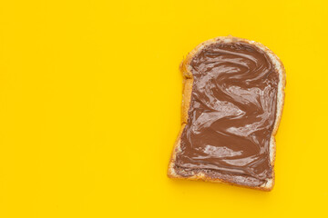 Bread with sweet chocolate hazelnut on white
