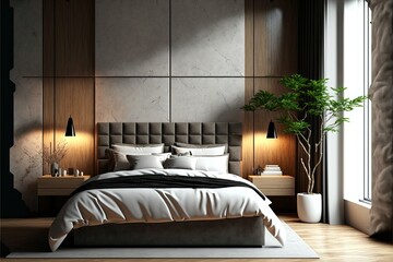 Enhance the Aura of Sophistication and Simplicity in Your Bedroom with a Minimalistic Interior Adorned with Luxurious Accents.