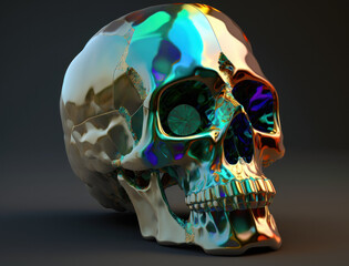 Bismuth skull created with Generative AI technology