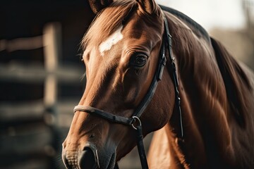 Obraz premium Brown horse's head. Generative AI