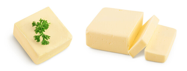 butter isolated on white background with  full depth of field. Top view. Flat lay