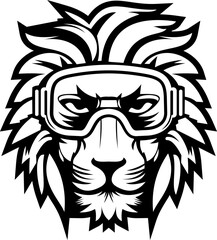 The lion's head illustration depicts the face and upper head with very clear details. this illustration we can see the shape of the lion's head