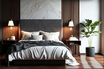 Sophisticated and Minimalistic Bedroom Interior with Luxurious Touches