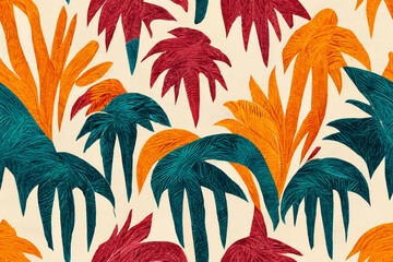 Abstract palm in vibrant color pattern, stunning seamless background, cool continuous wallpaper, generative ai