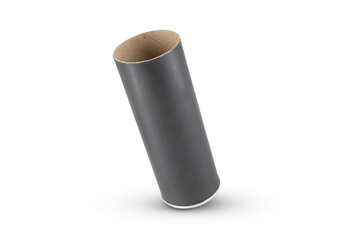 Black Kraft paper tube tin can isolated on white background