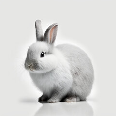 Adorable white rabbit. Created by artificial intelligence. PNG-24