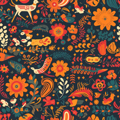 Colorful Mexican Pattern. Seamless Tilable. Editable Vector Art