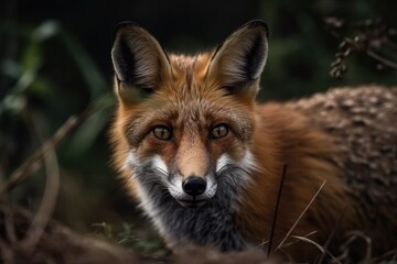 Fototapeta premium young fox with global knowledge. Generative AI