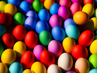 Fototapeta na wymiar egg, many beautiful colored shiny easter eggs background