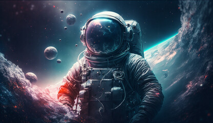 Obraz na płótnie Canvas Astronaut in a Galaxy Ocean