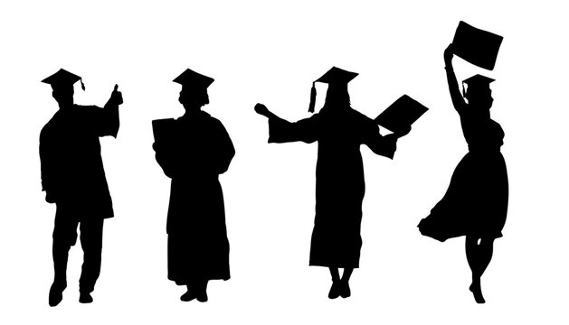 Graduate, student in graduation cap - silhouette
