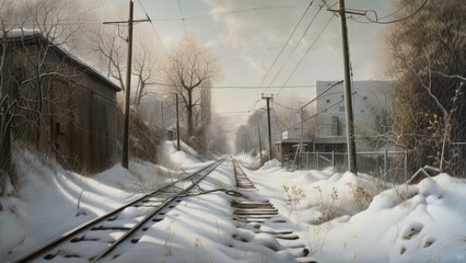 Winter train landscape 