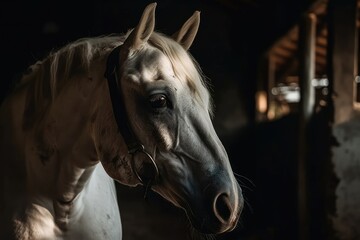 Stable portrait of a horse. Generative AI