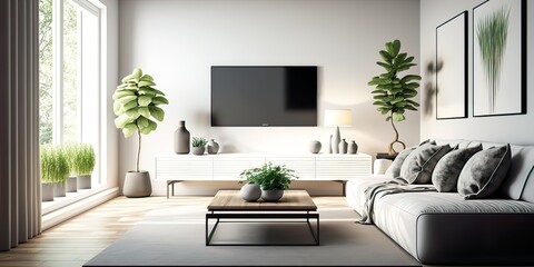 Fototapeta na wymiar modern minimalism livingroom Generate Ai