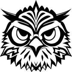 Vector owl head illustration can be used for various purposes, such as in logo design, or merchandise design.