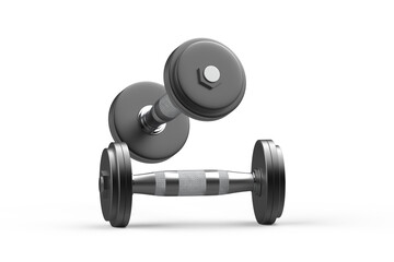 Plakat Realistic Metallic Gym Weight Lifting Heavy Dumbbell Isolated on White