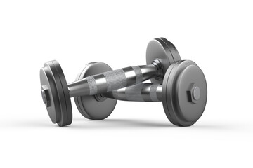 Obraz na płótnie Canvas Realistic Metallic Gym Weight Lifting Heavy Dumbbell Isolated on White