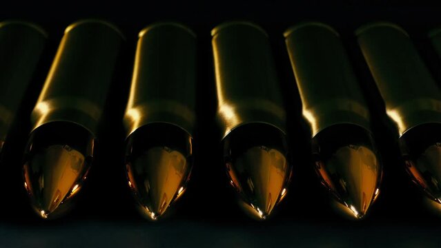 Row Of Bullets In Dramatic Lighting