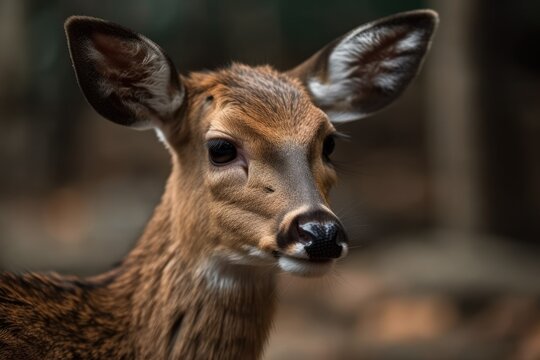 A close up of a doe deer. Generative AI