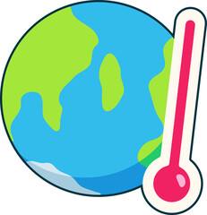 Climate World Crisis Hot Earth Continent Pollution Ecology Flat Black Sticker