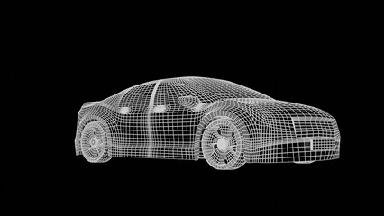 Naklejka premium car wireframe 3d