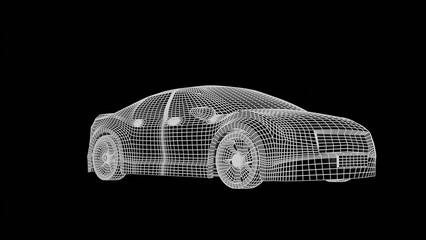 Naklejka premium car wireframe 3d
