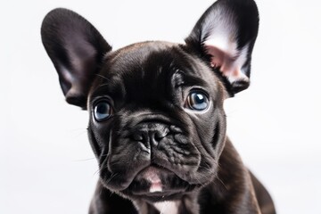 French bulldog puppy against a white background. Generative AI
