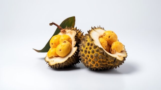Cempedak fruit isolated on white background created with generative AI technology