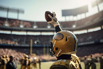 close-up of an american football player in the stadium. AI generated illustration