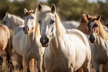 Fototapeta na wymiar Horses Tarpans (wild wild horse). Generative AI