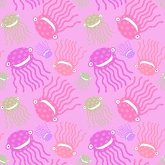 Cartoon ocean animals seamless octopus pattern for wrapping paper and fabrics and linens and kids clothes print