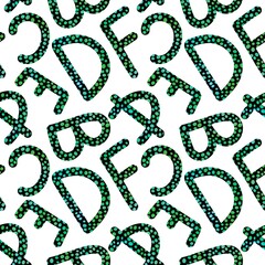 Cartoon polka dots school seamless alphabet pattern for kids clothes print and fabrics and linens