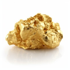 Shiny Gold Nugget on Clean White Background for Stock Illustration, Generative AI