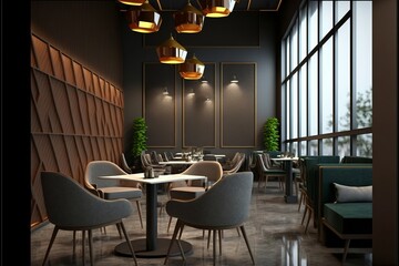 Sleek and modern restaurant interior with industrial design elements