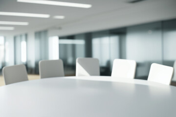 Fototapeta na wymiar Abstract blurred interior of a empty conference room. Suitable as background for business concept. Computer generated image