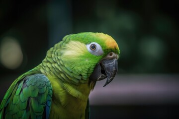 Fototapeta premium Thailand Zoo has a green parrot. Generative AI